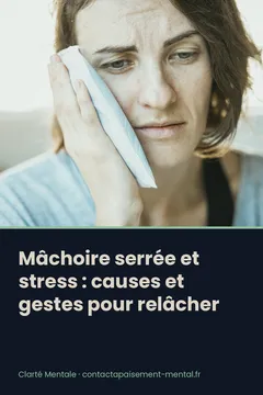 Mâchoire serrée et stress : causes et gestes pour relâcher : fiche à enregistrer sur Pinterest