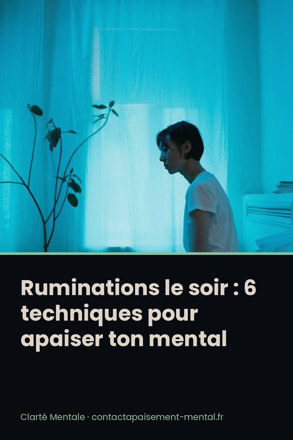 Ruminations le soir : 6 techniques pour apaiser ton mental : fiche à enregistrer sur Pinterest